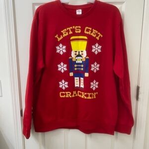 **** Holiday Time Christmas Sweatshirt Nutcracker Lets Get Crackin Size Medium